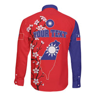 Personalized Proud To Be Taiwanese Long Sleeve Button Shirt Flag Map Plum Blossom - Wonder Print Shop