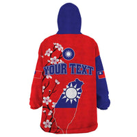 Personalized Proud To Be Taiwanese Wearable Blanket Hoodie Flag Map Plum Blossom - Wonder Print Shop