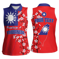 Personalized Proud To Be Taiwanese Women Sleeveless Polo Shirt Flag Map Plum Blossom - Wonder Print Shop