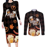 Oktoberfest German Beer Festival Celebration Couples Matching Long Sleeve Bodycon Dress and Long Sleeve Button Shirt - Wonder Print Shop