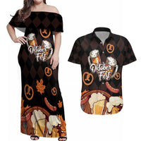 Oktoberfest German Beer Festival Celebration Couples Matching Off Shoulder Maxi Dress and Hawaiian Shirt - Wonder Print Shop