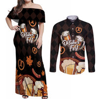 Oktoberfest German Beer Festival Celebration Couples Matching Off Shoulder Maxi Dress and Long Sleeve Button Shirt - Wonder Print Shop