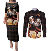 Oktoberfest German Beer Festival Celebration Couples Matching Puletasi and Long Sleeve Button Shirt - Wonder Print Shop