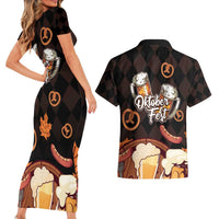 Oktoberfest German Beer Festival Celebration Couples Matching Short Sleeve Bodycon Dress and Hawaiian Shirt - Wonder Print Shop