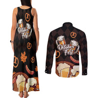 Oktoberfest German Beer Festival Celebration Couples Matching Tank Maxi Dress and Long Sleeve Button Shirt - Wonder Print Shop