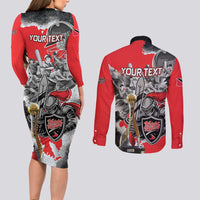 Personalized Trinbago Cricket Knight Riders Champion Couples Matching Long Sleeve Bodycon Dress and Long Sleeve Button Shirt - Wonder Print Shop