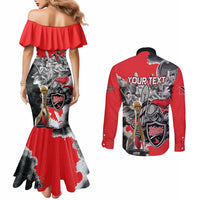 Personalized Trinbago Cricket Knight Riders Champion Couples Matching Mermaid Dress and Long Sleeve Button Shirt - Wonder Print Shop