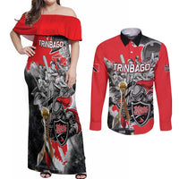 Personalized Trinbago Cricket Knight Riders Champion Couples Matching Off Shoulder Maxi Dress and Long Sleeve Button Shirt - Wonder Print Shop