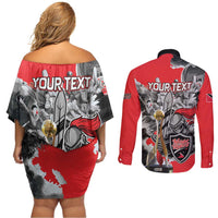 Personalized Trinbago Cricket Knight Riders Champion Couples Matching Off Shoulder Short Dress and Long Sleeve Button Shirt - Wonder Print Shop