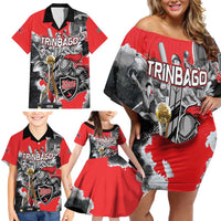 Personalized Trinbago Cricket Knight Riders Champion Family Matching Off Shoulder Short Dress and Hawaiian Shirt - Wonder Print Shop