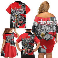 Personalized Trinbago Cricket Knight Riders Champion Family Matching Off Shoulder Short Dress and Hawaiian Shirt - Wonder Print Shop