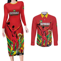 Personalized Amazon Warriors Champion Guyana Cricket Couples Matching Long Sleeve Bodycon Dress and Long Sleeve Button Shirt - Wonder Print Shop
