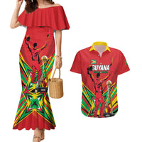 Personalized Amazon Warriors Champion Guyana Cricket Couples Matching Mermaid Dress and Hawaiian Shirt - Wonder Print Shop
