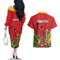 Personalized Amazon Warriors Champion Guyana Cricket Couples Matching Off The Shoulder Long Sleeve Dress and Hawaiian Shirt - Wonder Print Shop