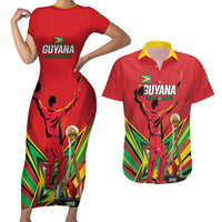 Personalized Amazon Warriors Champion Guyana Cricket Couples Matching Short Sleeve Bodycon Dress and Hawaiian Shirt - Wonder Print Shop