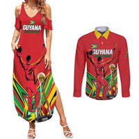 Personalized Amazon Warriors Champion Guyana Cricket Couples Matching Summer Maxi Dress and Long Sleeve Button Shirt - Wonder Print Shop