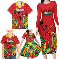 Personalized Amazon Warriors Champion Guyana Cricket Family Matching Long Sleeve Bodycon Dress and Hawaiian Shirt - Wonder Print Shop