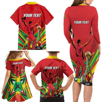 Personalized Amazon Warriors Champion Guyana Cricket Family Matching Long Sleeve Bodycon Dress and Hawaiian Shirt - Wonder Print Shop