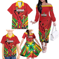 Personalized Amazon Warriors Champion Guyana Cricket Family Matching Off The Shoulder Long Sleeve Dress and Hawaiian Shirt - Wonder Print Shop