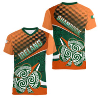 Ireland Rugby Women V Neck T Shirt Irish Shamrock Go 2023 World Cup - Wonder Print Shop