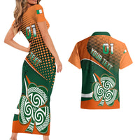 Custom Ireland Rugby Couples Matching Short Sleeve Bodycon Dress and Hawaiian Shirt Irish Shamrock Go 2023 World Cup - Wonder Print Shop
