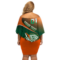 Custom Ireland Rugby Family Matching Off Shoulder Short Dress and Hawaiian Shirt Irish Shamrock Go 2023 World Cup - Wonder Print Shop