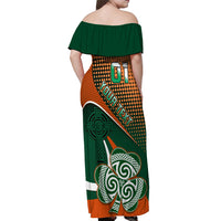 Custom Ireland Rugby Off Shoulder Maxi Dress Irish Shamrock Go 2023 World Cup - Wonder Print Shop