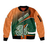 Custom Ireland Rugby Sleeve Zip Bomber Jacket Irish Shamrock Go 2023 World Cup - Wonder Print Shop