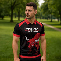 Toros Guatemala Rugby Custom Zipper Polo Shirt Vamos Toros Vamos Toros - Wonder Print Shop