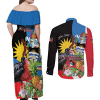 Antigua and Barbuda Magnificent Frigatebird Couples Matching Off Shoulder Maxi Dress and Long Sleeve Button Shirt Tropical Vibe - Wonder Print Shop