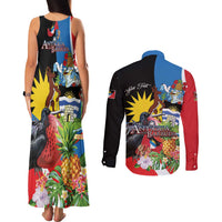 Antigua and Barbuda Magnificent Frigatebird Couples Matching Tank Maxi Dress and Long Sleeve Button Shirt Tropical Vibe - Wonder Print Shop