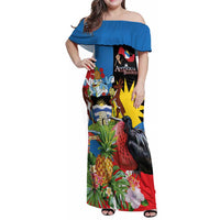 Antigua and Barbuda Magnificent Frigatebird Family Matching Off Shoulder Maxi Dress and Hawaiian Shirt Tropical Vibe - Wonder Print Shop