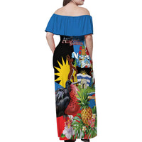 Antigua and Barbuda Magnificent Frigatebird Family Matching Off Shoulder Maxi Dress and Hawaiian Shirt Tropical Vibe - Wonder Print Shop