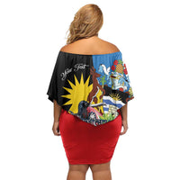 Antigua and Barbuda Magnificent Frigatebird Family Matching Off Shoulder Short Dress and Hawaiian Shirt Tropical Vibe - Wonder Print Shop