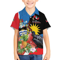 Antigua and Barbuda Magnificent Frigatebird Family Matching Short Sleeve Bodycon Dress and Hawaiian Shirt Tropical Vibe - Wonder Print Shop