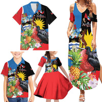Antigua and Barbuda Magnificent Frigatebird Family Matching Summer Maxi Dress and Hawaiian Shirt Tropical Vibe - Wonder Print Shop
