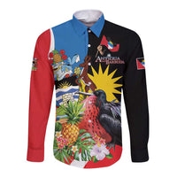 Antigua and Barbuda Magnificent Frigatebird Long Sleeve Button Shirt Tropical Vibe - Wonder Print Shop