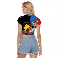 Antigua and Barbuda Magnificent Frigatebird Raglan Cropped T Shirt Tropical Vibe - Wonder Print Shop