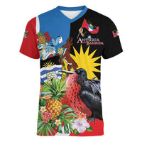 Antigua and Barbuda Magnificent Frigatebird Women V-Neck T-Shirt Tropical Vibe - Wonder Print Shop