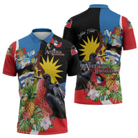 Antigua and Barbuda Magnificent Frigatebird Zipper Polo Shirt Tropical Vibe - Wonder Print Shop