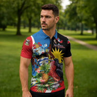 Antigua and Barbuda Magnificent Frigatebird Zipper Polo Shirt Tropical Vibe - Wonder Print Shop