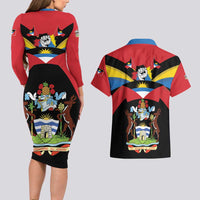 Antigua and Barbuda Independence Day Couples Matching Long Sleeve Bodycon Dress and Hawaiian Shirt Baabyuuda 1 November 1981 - Wonder Print Shop