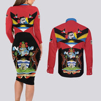 Antigua and Barbuda Independence Day Couples Matching Long Sleeve Bodycon Dress and Long Sleeve Button Shirt Baabyuuda 1 November 1981 - Wonder Print Shop