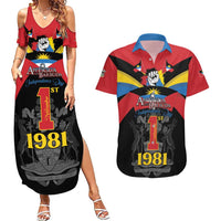 Antigua and Barbuda Independence Day Couples Matching Summer Maxi Dress and Hawaiian Shirt Baabyuuda 1 November 1981 - Wonder Print Shop