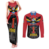 Antigua and Barbuda Independence Day Couples Matching Tank Maxi Dress and Long Sleeve Button Shirt Baabyuuda 1 November 1981 - Wonder Print Shop
