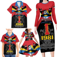 Antigua and Barbuda Independence Day Family Matching Long Sleeve Bodycon Dress and Hawaiian Shirt Baabyuuda 1 November 1981 - Wonder Print Shop