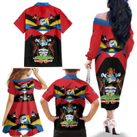 Antigua and Barbuda Independence Day Family Matching Off The Shoulder Long Sleeve Dress and Hawaiian Shirt Baabyuuda 1 November 1981 - Wonder Print Shop