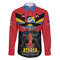 Antigua and Barbuda Independence Day Family Matching Off The Shoulder Long Sleeve Dress and Hawaiian Shirt Baabyuuda 1 November 1981 - Wonder Print Shop