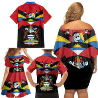Antigua and Barbuda Independence Day Family Matching Off Shoulder Short Dress and Hawaiian Shirt Baabyuuda 1 November 1981 - Wonder Print Shop