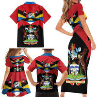 Antigua and Barbuda Independence Day Family Matching Short Sleeve Bodycon Dress and Hawaiian Shirt Baabyuuda 1 November 1981 - Wonder Print Shop